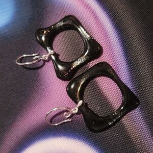 Elegant Black Square Hoop Earrings